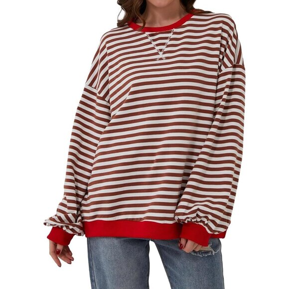 Maroon Red Striped Sweatshirt - Picture 2 of 7